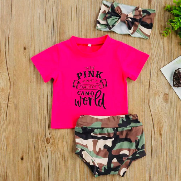 Baby Pink Camo 3 Piece Set 6M - Picture 2 of 5